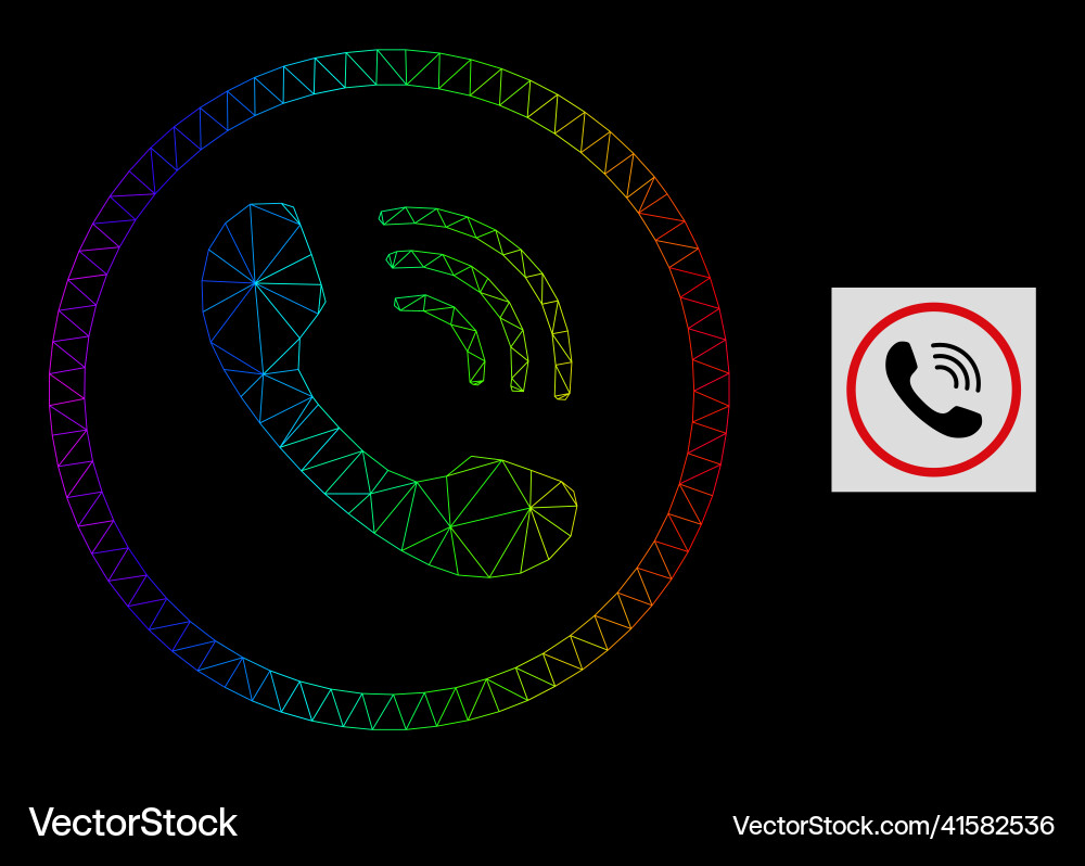 Spectrum gradiented polygonal net telephone call Spectrum gradiented polygonal net telephone call Vector Image