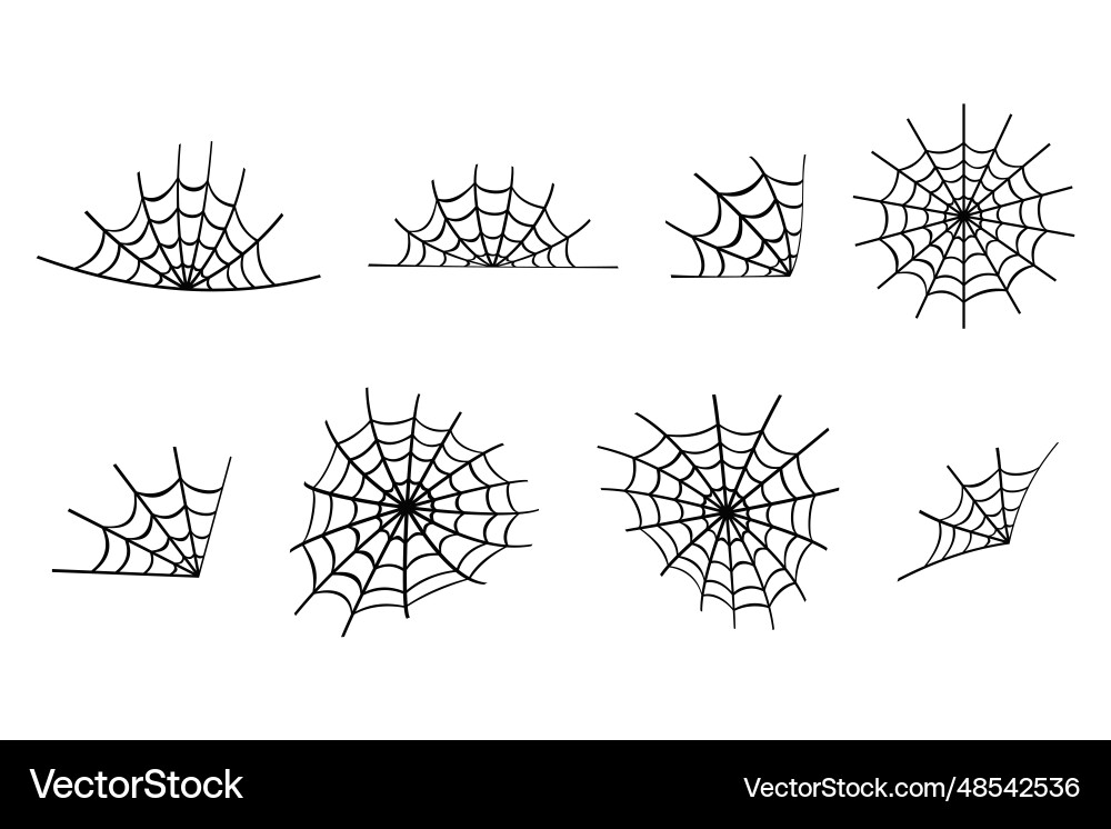 Spider web design elements set Vector Image