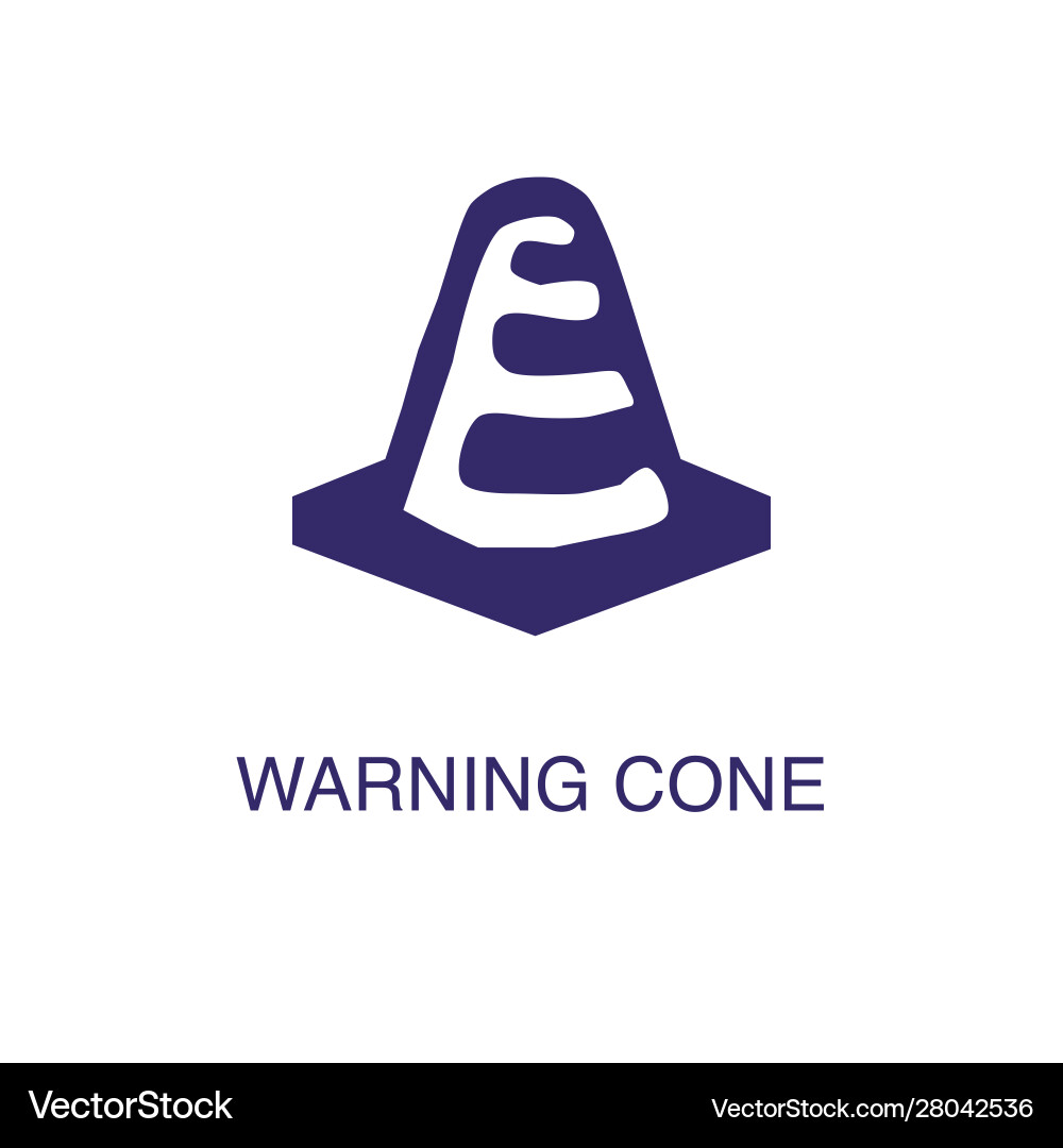 Warning cone element in flat simple style on white vector image