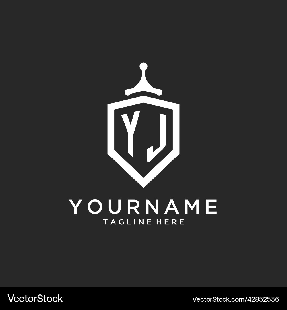 Yj monogram logo initial with shield guard shape Vector Image