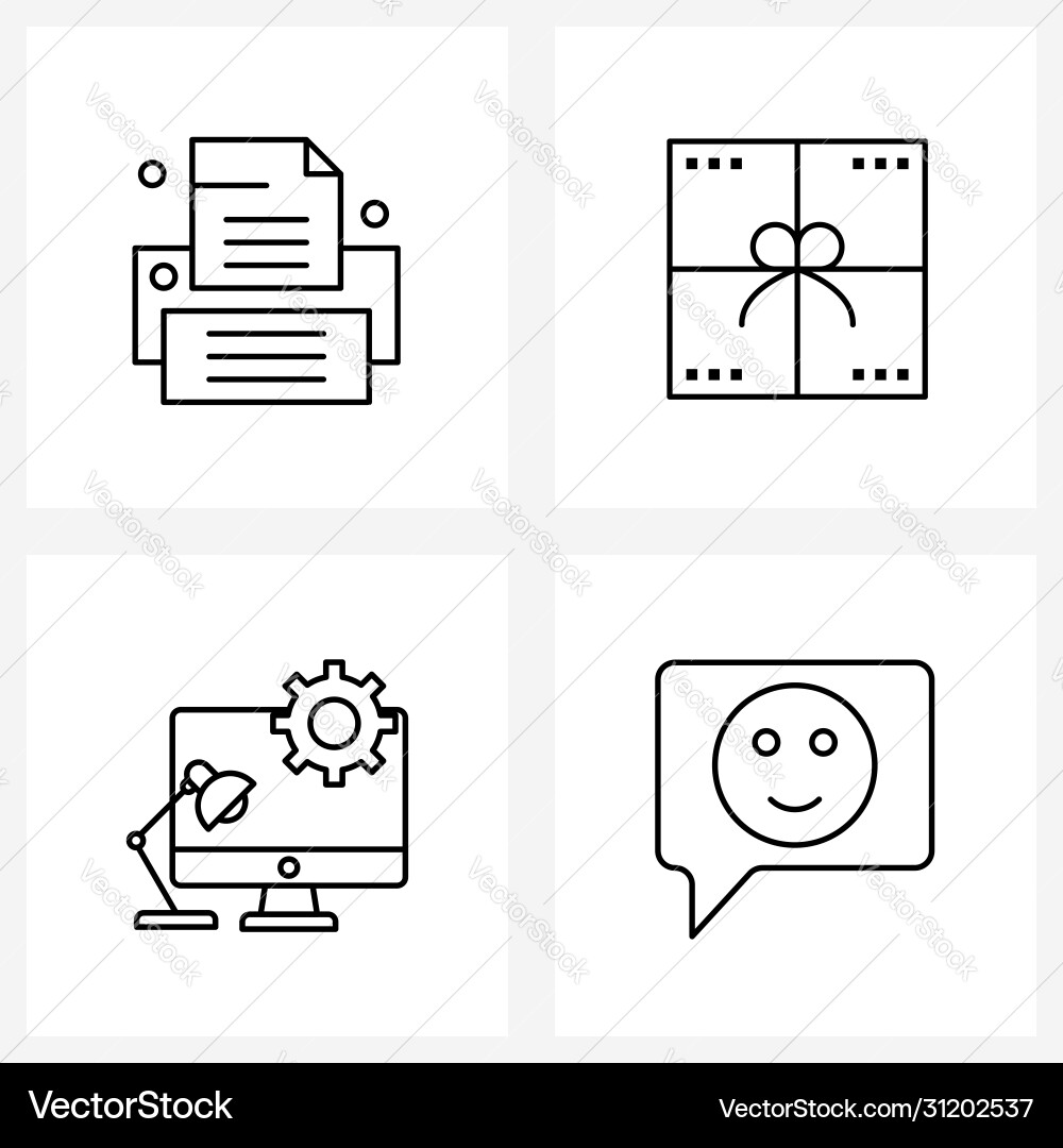 4 universal line icons for web and mobile basic vector image