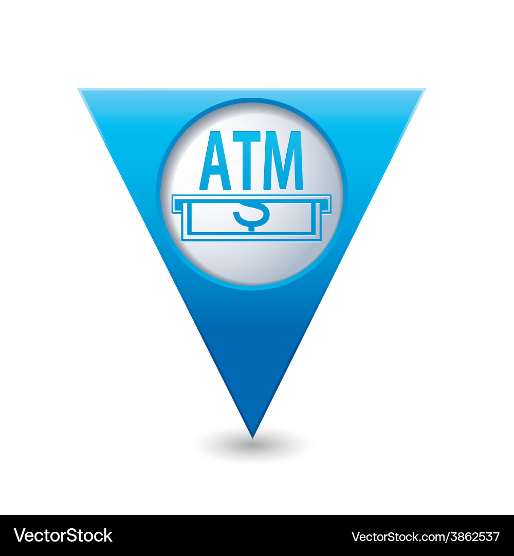 Atm blue triangular map pointer vector image