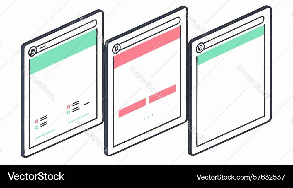 Browser interface design web application layouts vector image