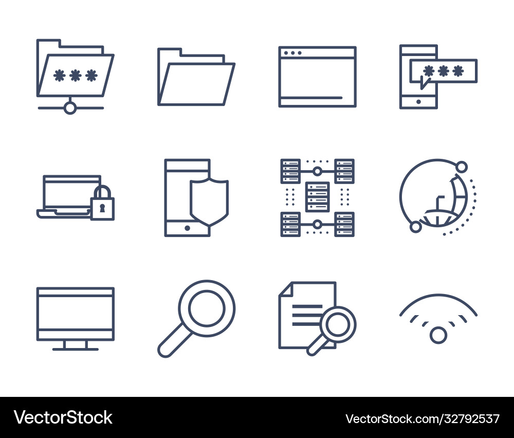 Data line style icon set design Vector Image