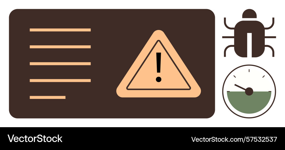 Error alert with exclamation mark bug icon vector image