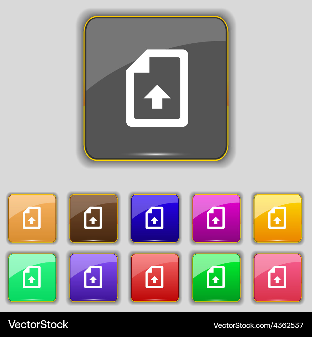 Export upload file icon sign set with eleven Vector Image