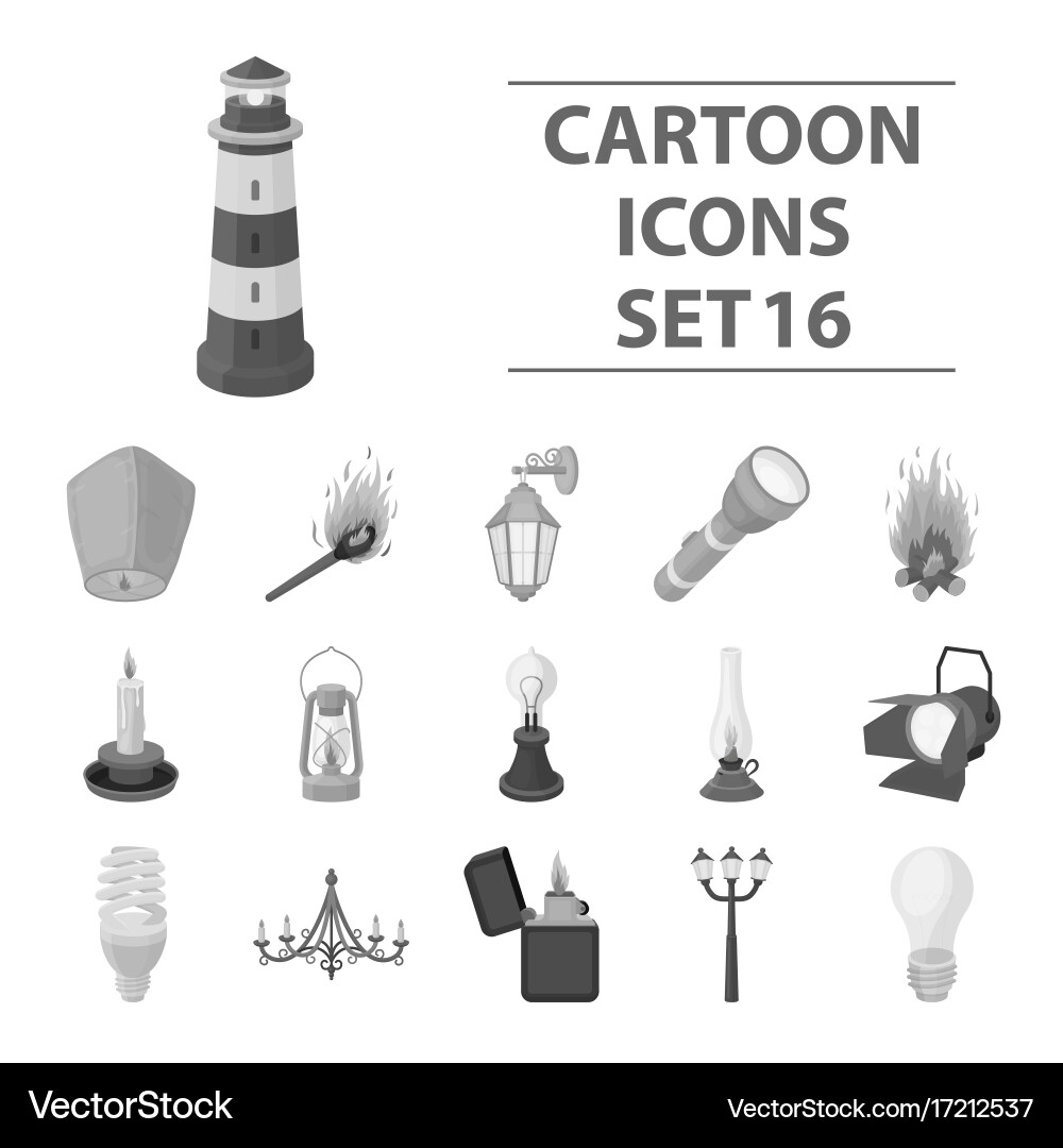 Light source set icons in monochrome style big Vector Image