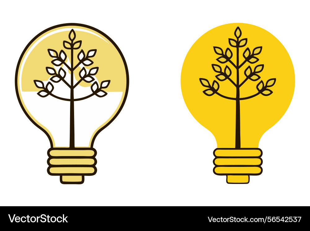 Lightbulb with a tree growing inside symbolizing vector image