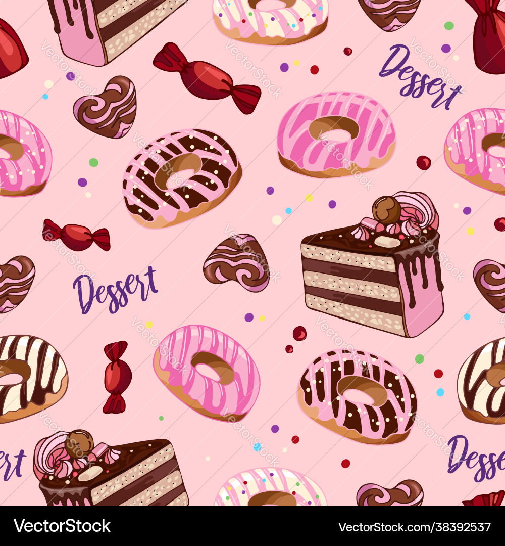 Nahtlose Muster Donuts Schokolade Kuchen Dessert Nahtlose Muster Donuts Schokolade Kuchen Dessert vektorbild
