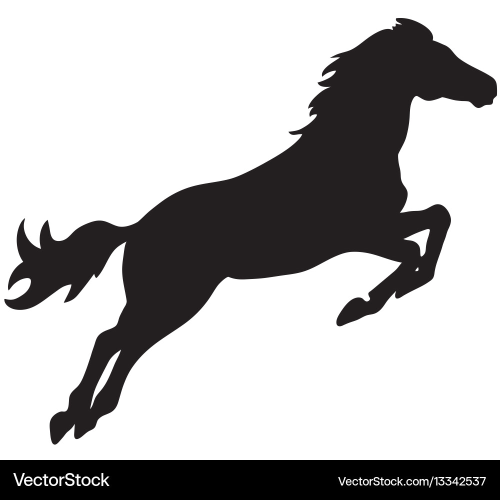 Rearing Horse Silhouette - Black and White vector image