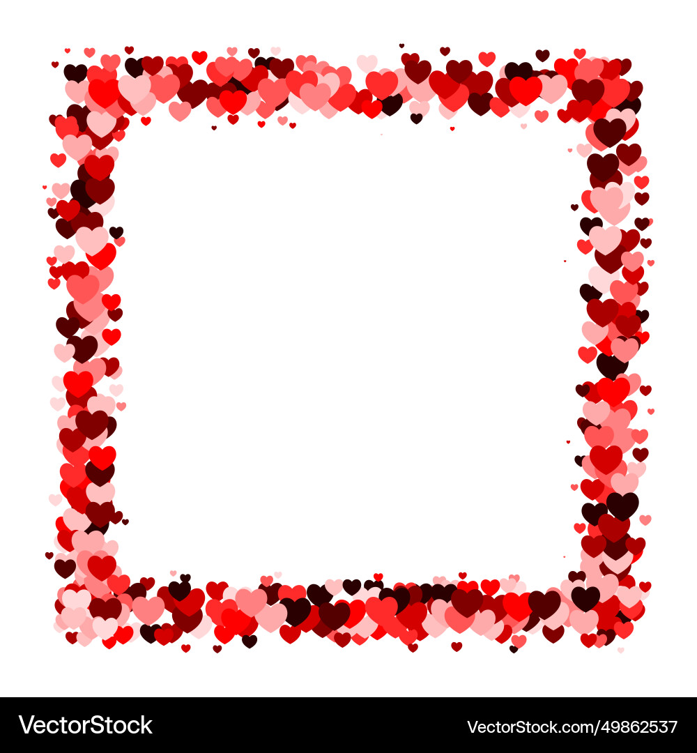 Red heart square frame with space for text Red heart square frame with space for text Vector Image