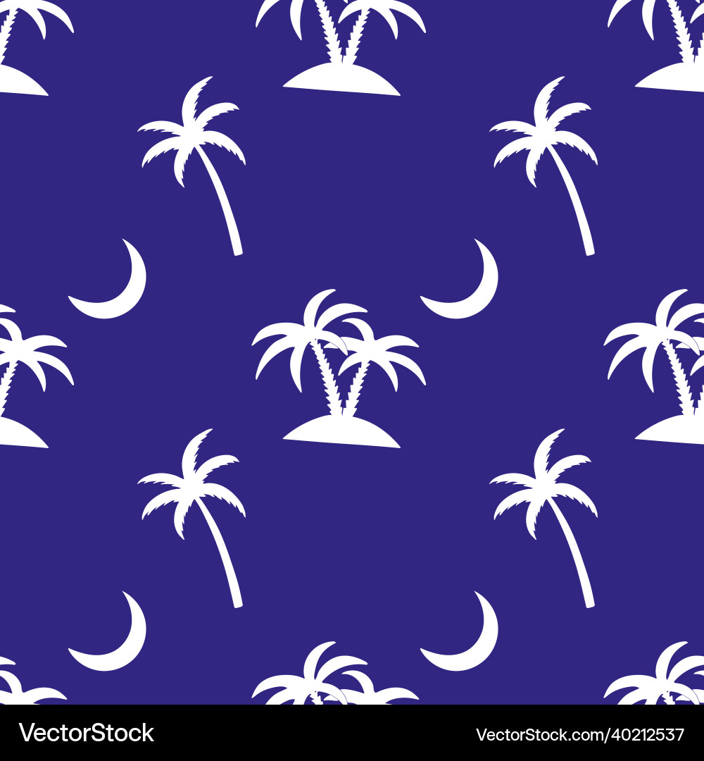 Seamless pattern with palm trees and the moon Seamless pattern with palm trees and the moon vector image