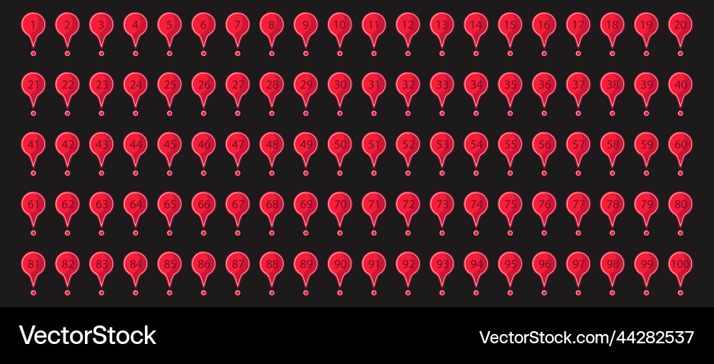 Set bullet item from 1 to 100 icon collection Set bullet item from 1 to 100 icon collection Vector Image