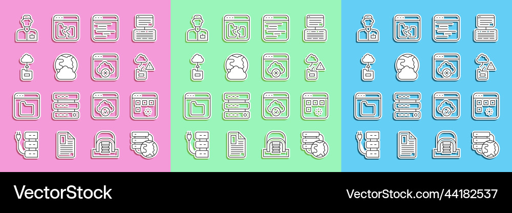 Set line network cloud connection loading data Set line network cloud connection loading data Vector Image