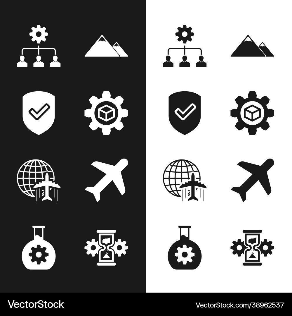 Set product development shield with check mark Vector Image