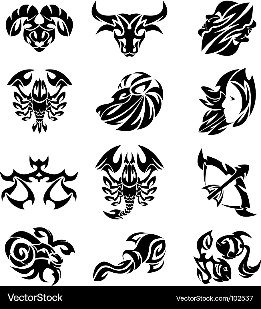 Tribal Zodiac Symbols vector image