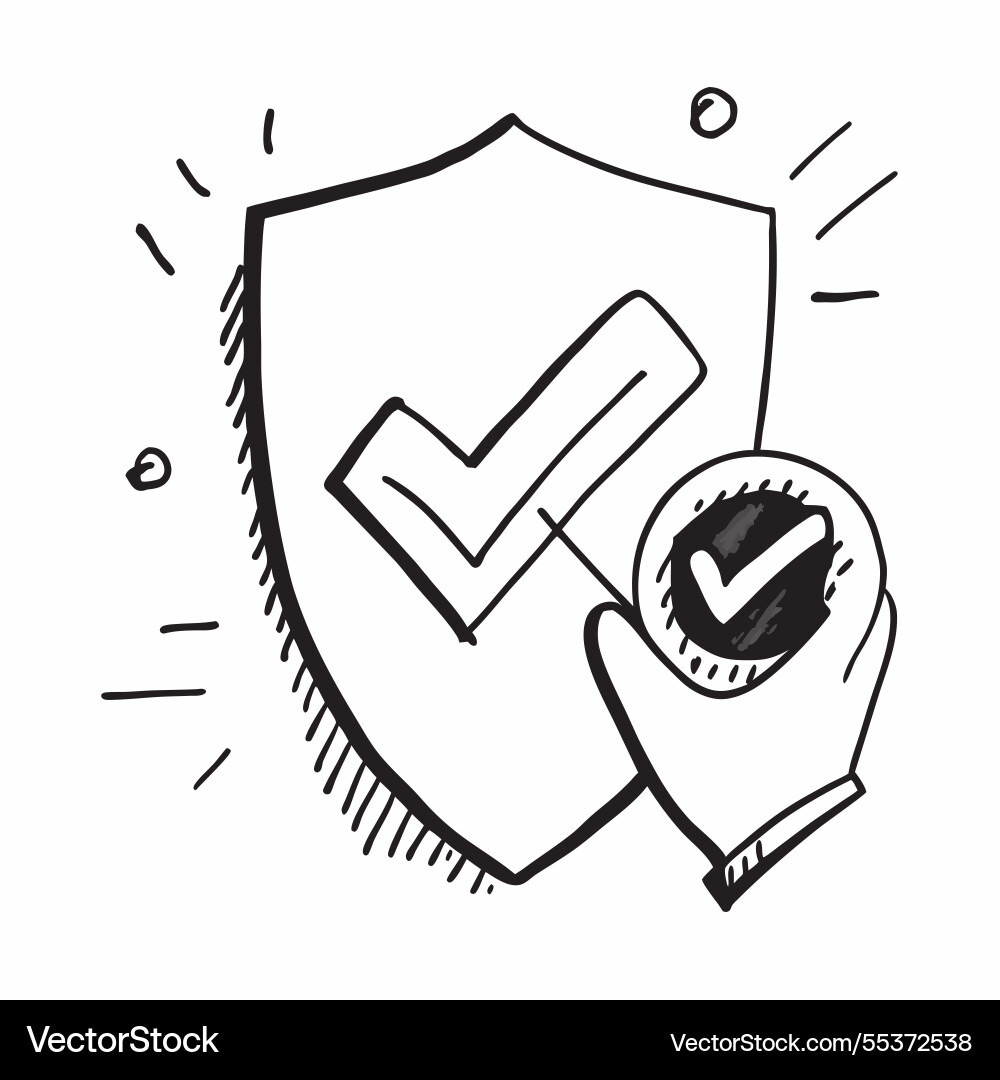 2d as shield with a checkmark symbolizing 2d as shield with a checkmark symbolizing Vector Image