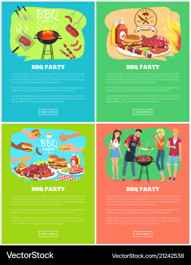 Bbq party set meat dishes Bbq party set meat dishes vector image