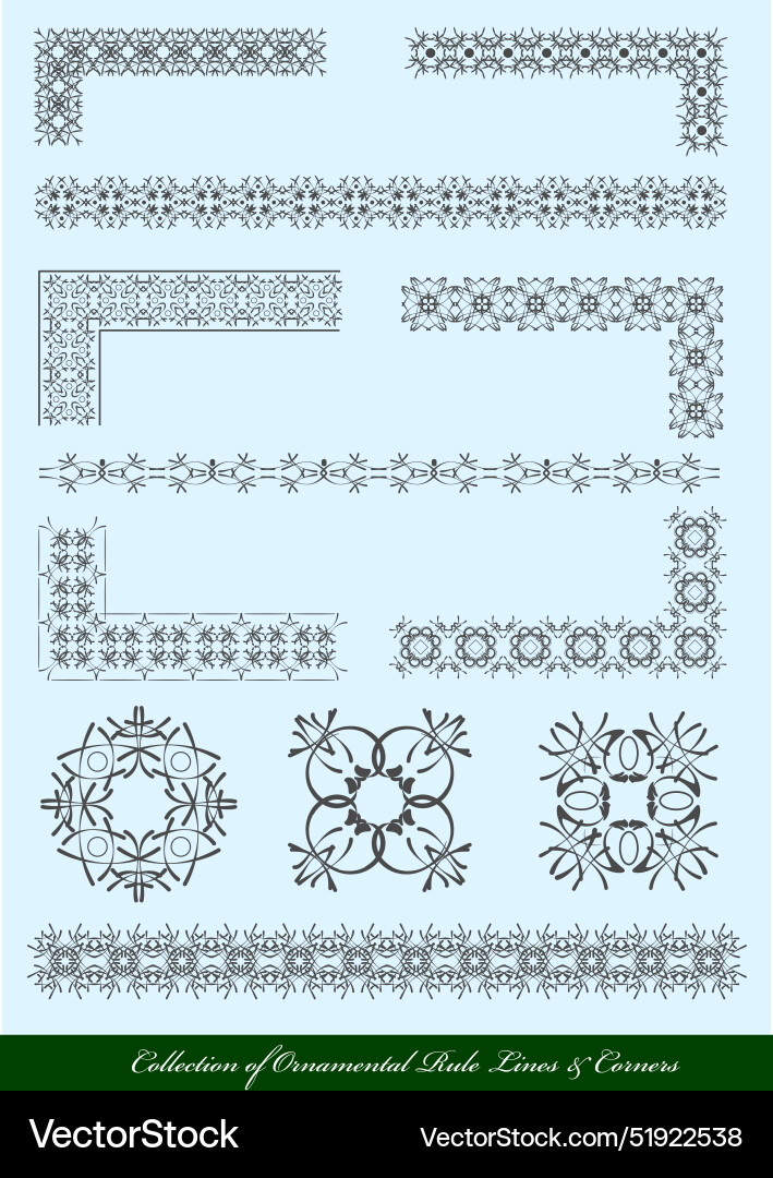 Collection of ornamental rule lines in different Vector Image