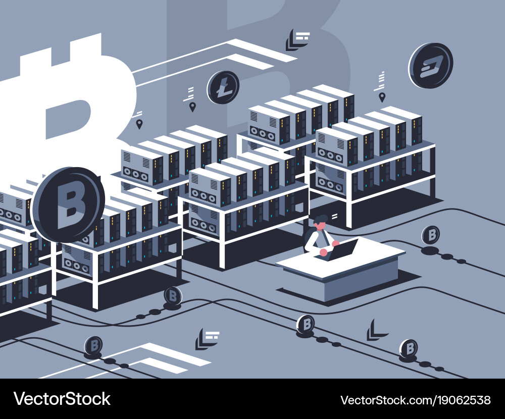 Cryptocurrency Mining Royalty Free Vector Image