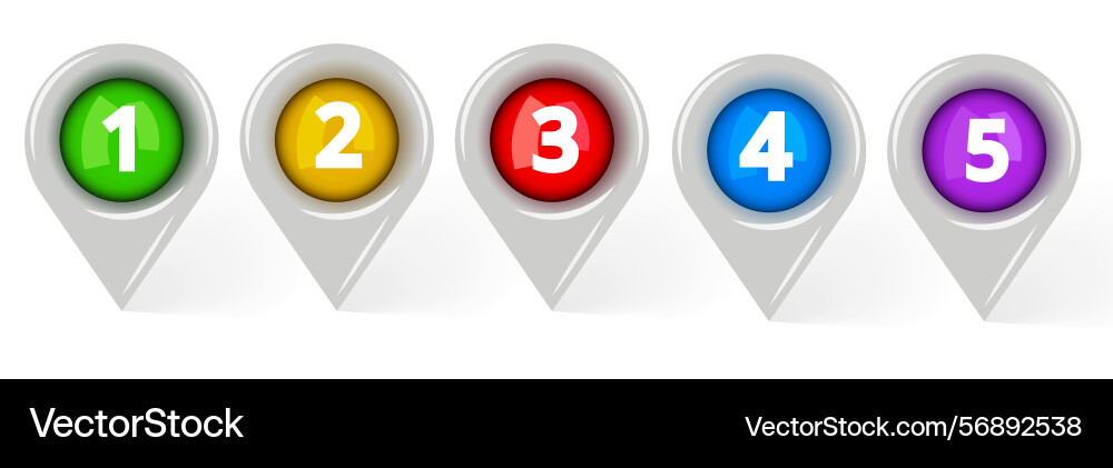 Five 3d map pointers Five 3d map pointers vector image