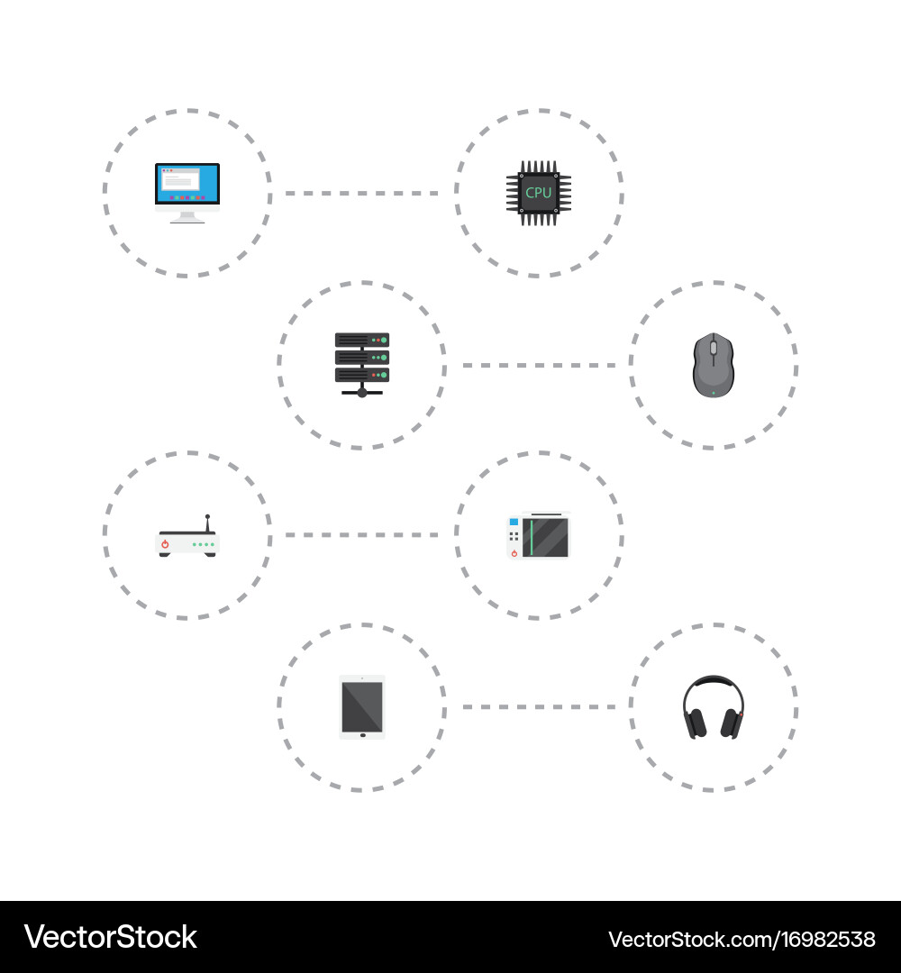 Flat icons router datacenter computer mouse vector image