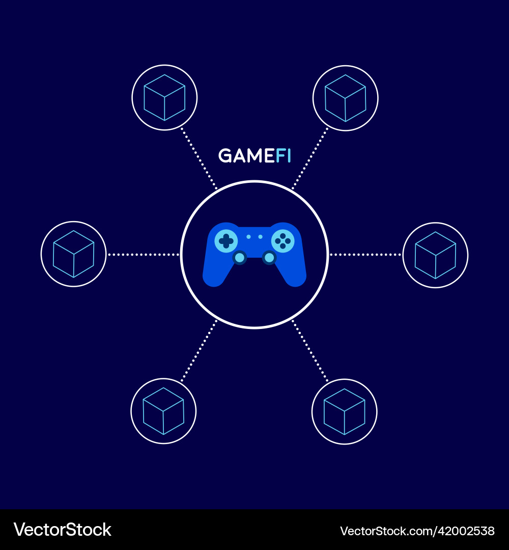 Gamefi concept blockchain game Gamefi concept blockchain game vector image