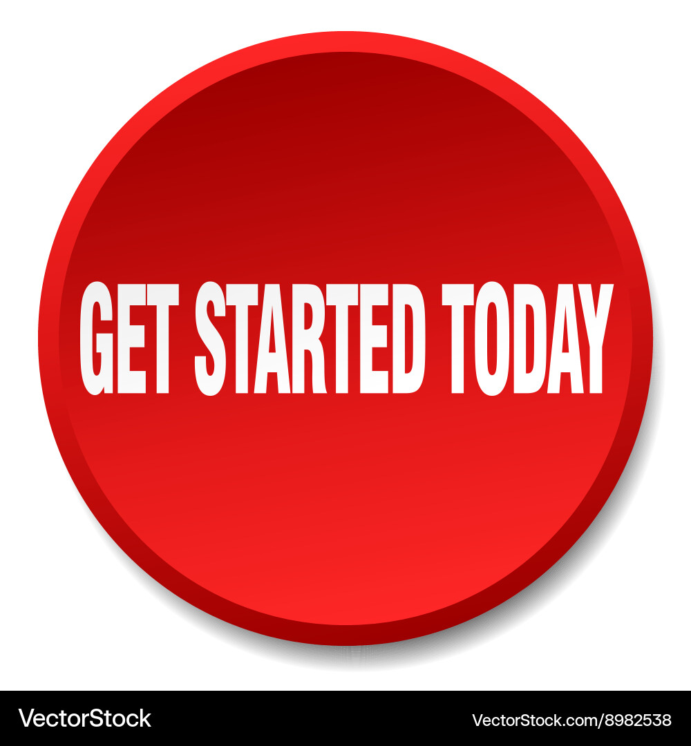 Get started today red round flat isolated push vector image
