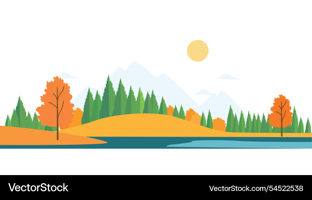 Naturlandschaft des Flusses mit Bergberg Naturlandschaft des Flusses mit Bergberg Vektorbild