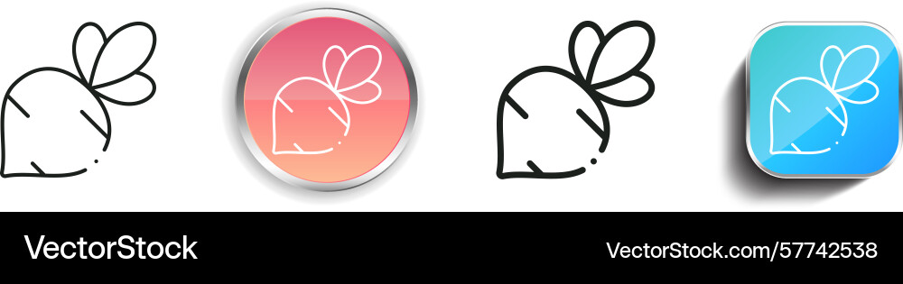Radish icon thin linear regular and button style vector image