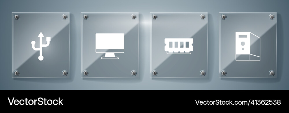 Set case of computer ram random access memory vector image