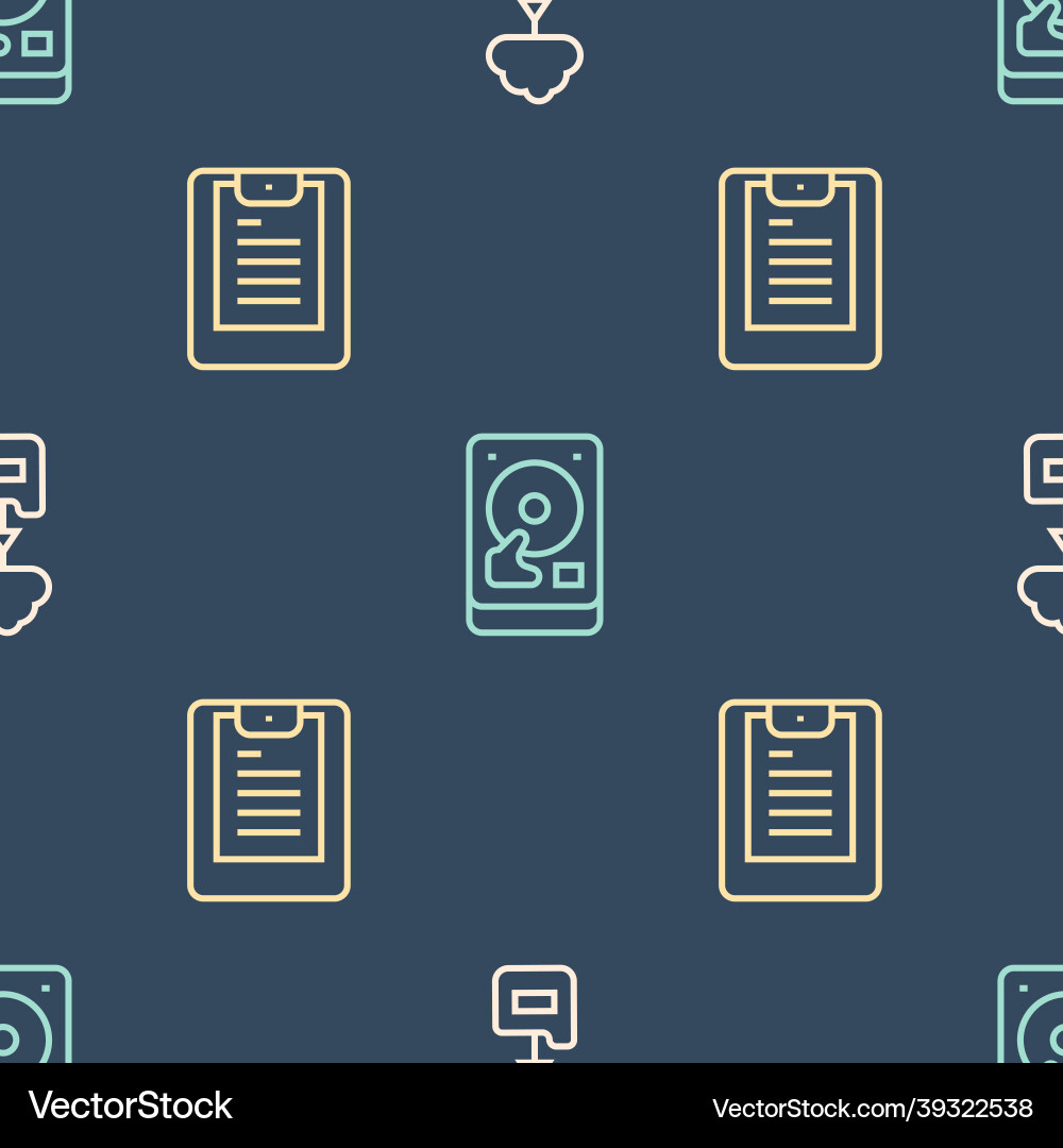 Set line cloud technology data transfer server Set line cloud technology data transfer server vector image