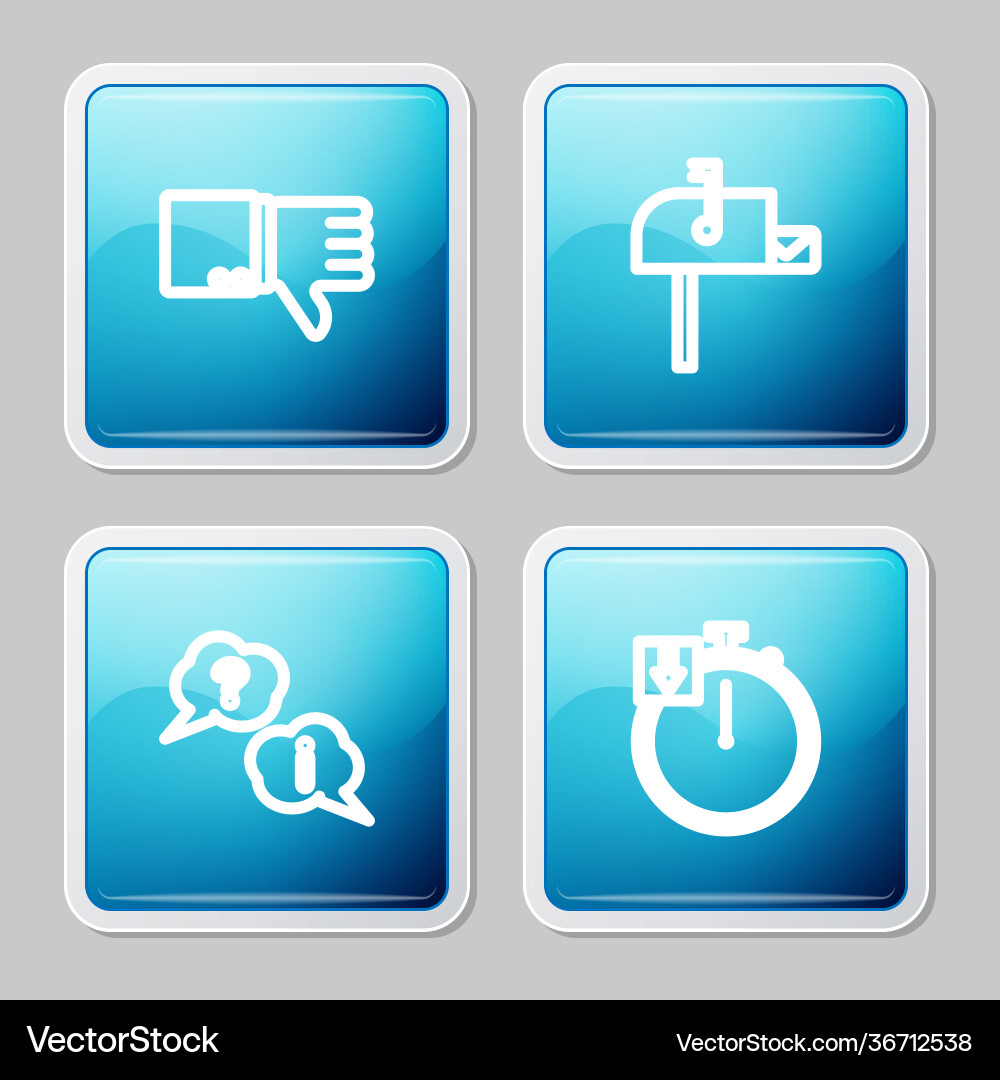 Set line dislike open mail box question Set line dislike open mail box question Vector Image