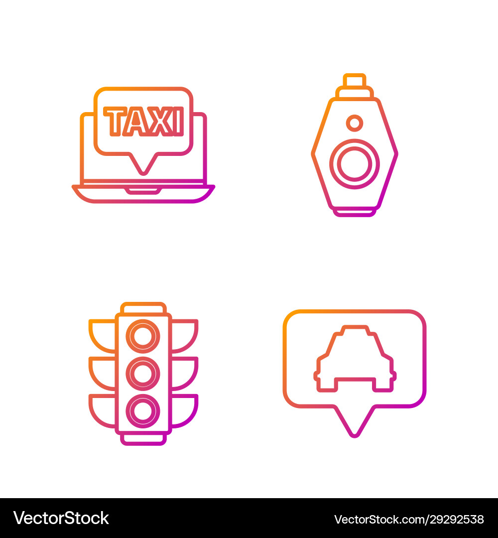 Set line map pointer with taxi traffic light Set line map pointer with taxi traffic light Vector Image