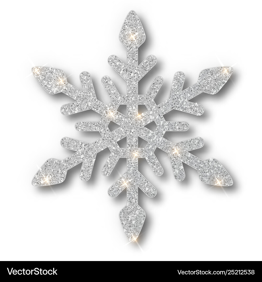 Silver Glitter Snowflake Christmas Ornament – Royalty-Free Vector ...