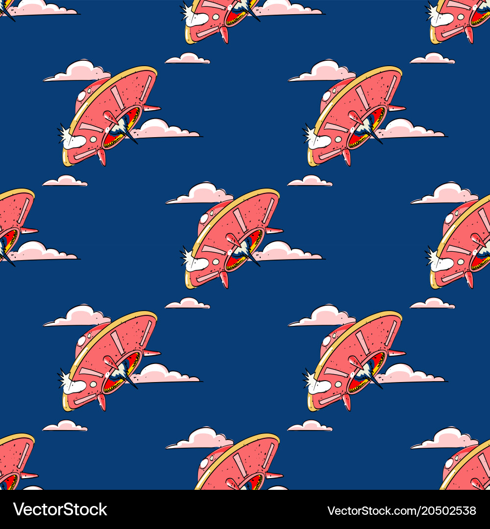 Unknown flying object seamless pattern vector image