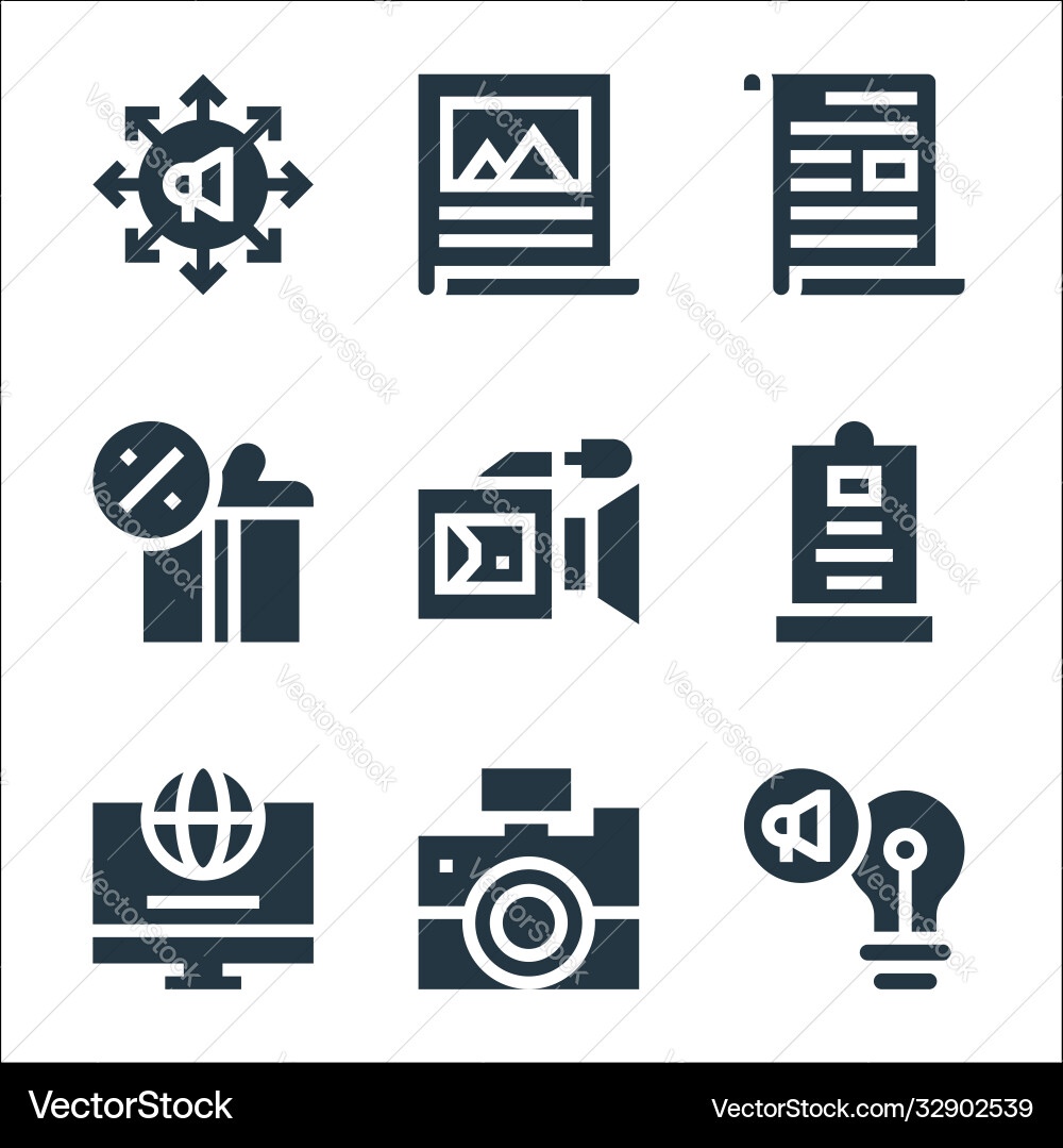 Advertisement line icons linear set quality Advertisement line icons linear set quality vector image