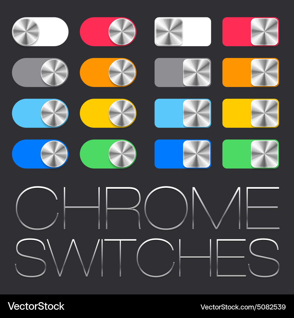 Chrome Switch UI Set Vector Image