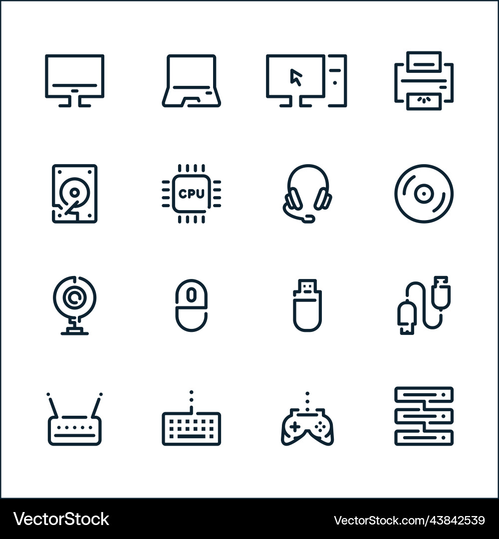 Computer-and-computer-accessories-icons Computer-and-computer-accessories-icons Vector Image