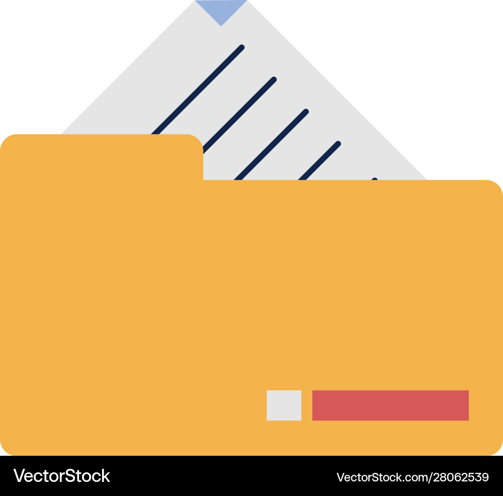 Folder with paper document file flat style vector image