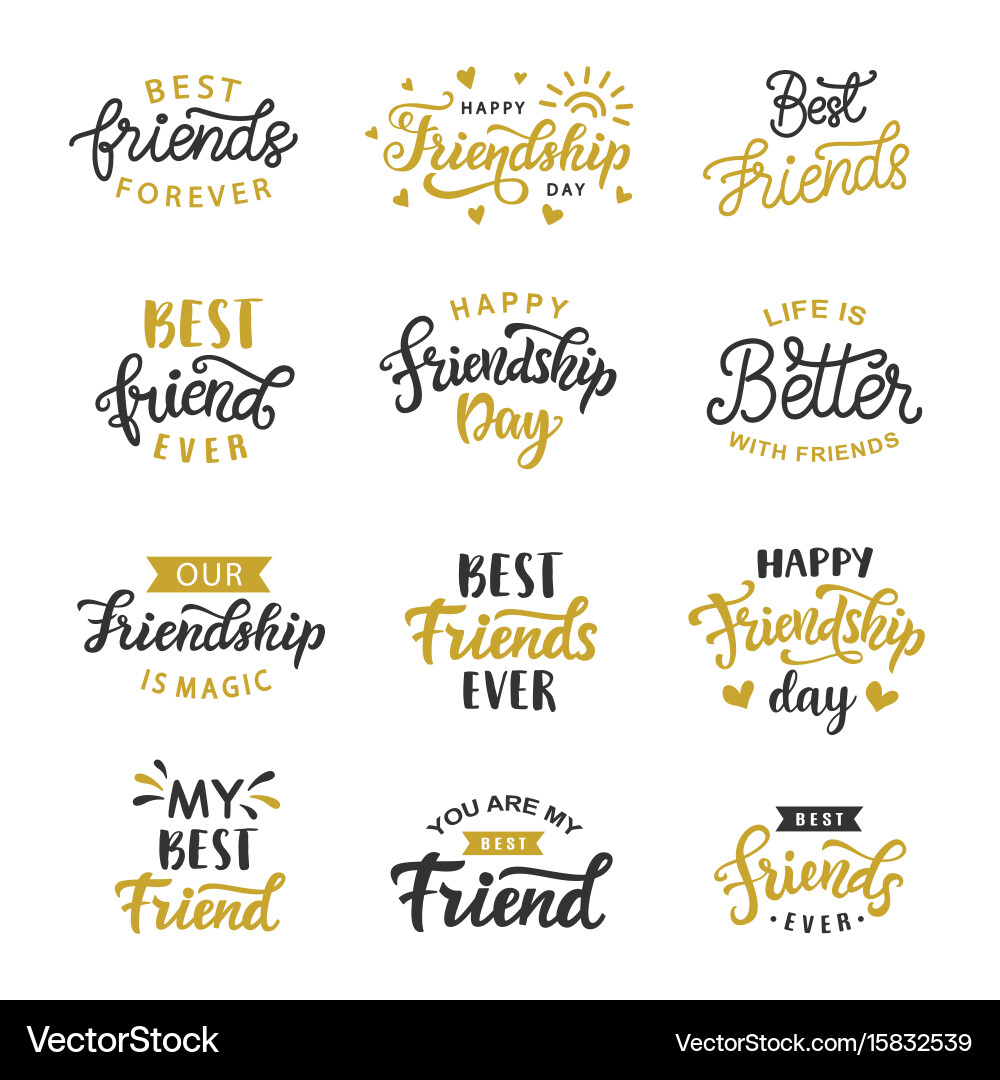 Friendship Day Lettering Set Vector Image