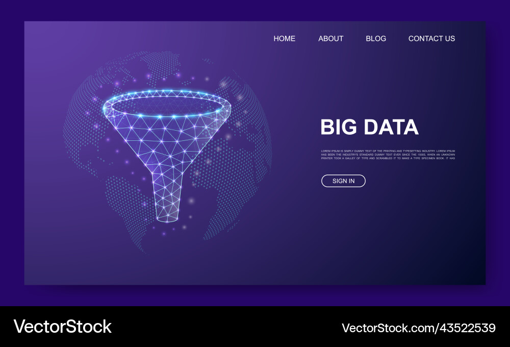 Funnel 3d low poly website template data filter Vector Image
