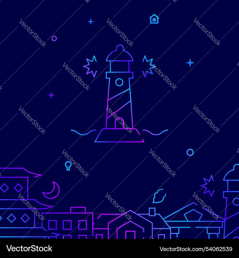 Lighthouse seashore gradient line icon Lighthouse seashore gradient line icon Vector Image