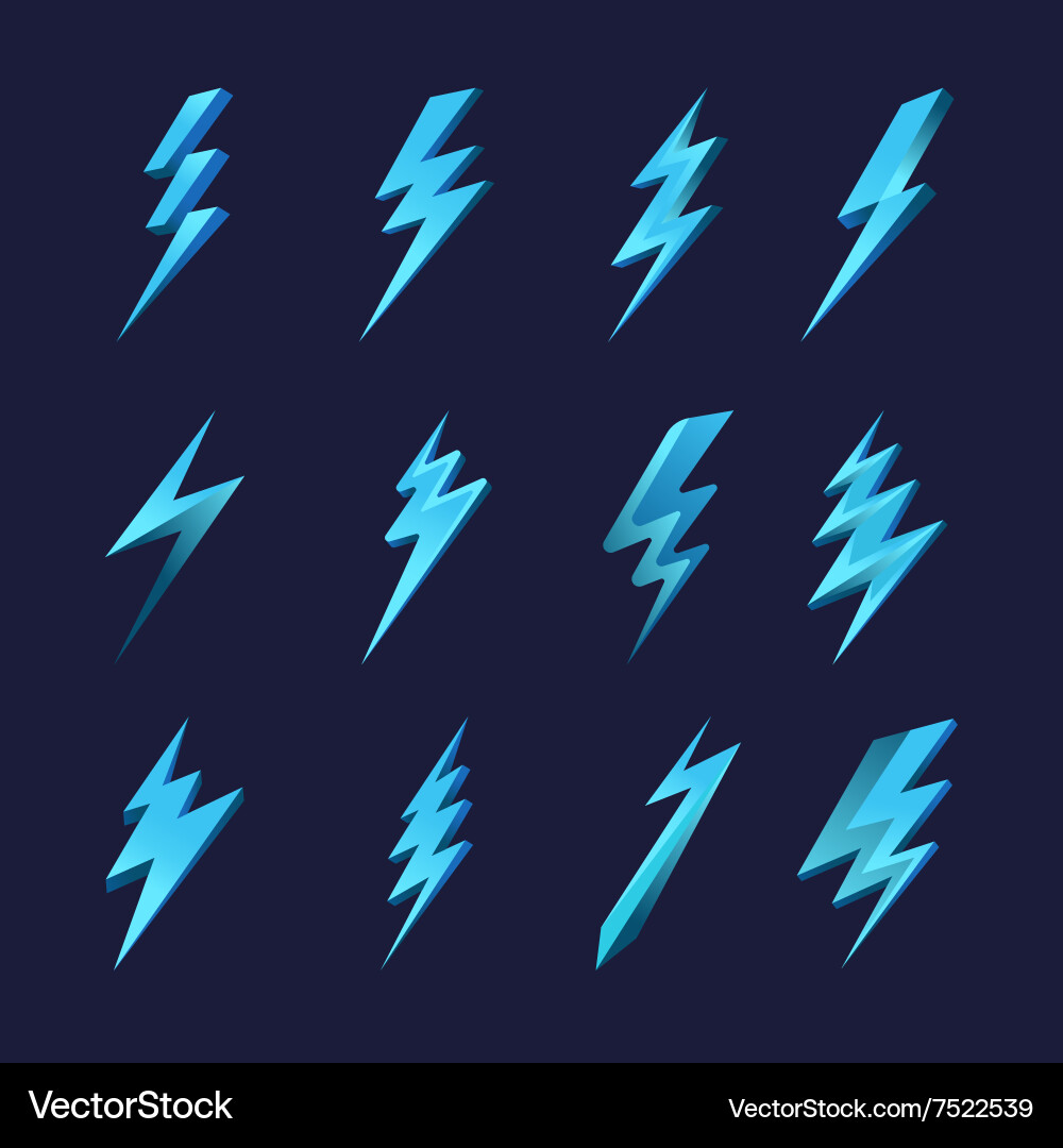 Lightning Bolt Icon Set Royalty Free Vector Image