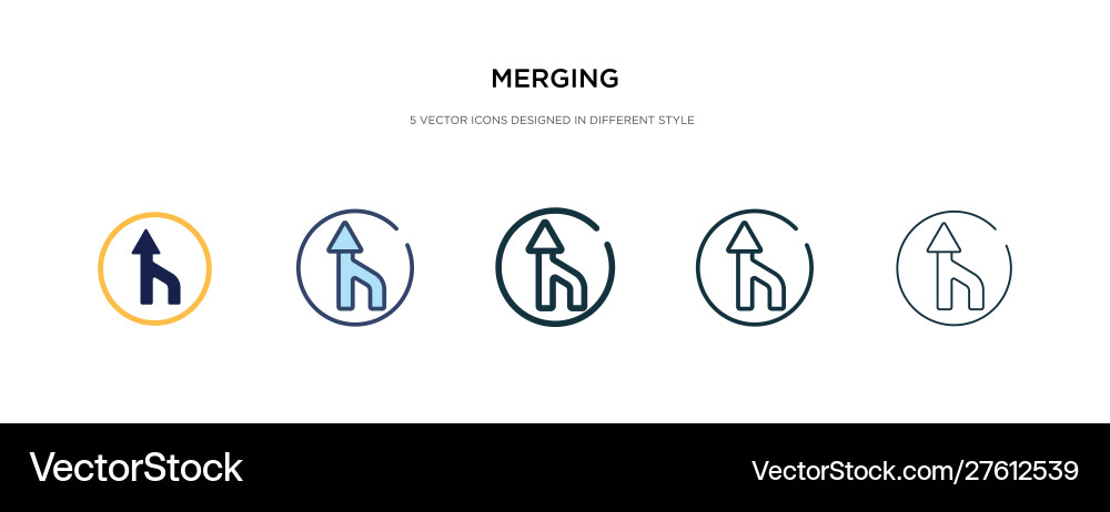 Merging icon in different style two colored Merging icon in different style two colored vector image