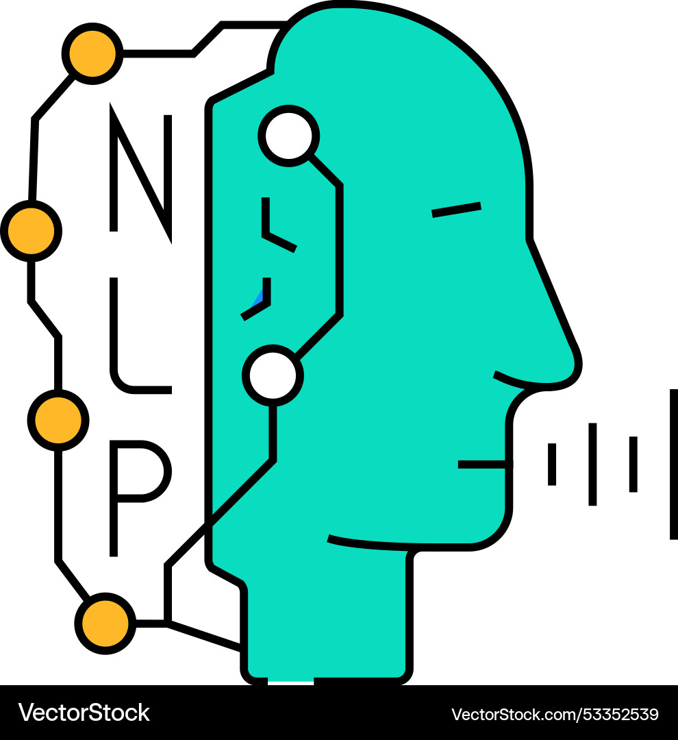 Natural language processing nlp seo icon color Natural language processing nlp seo icon color Vector Image
