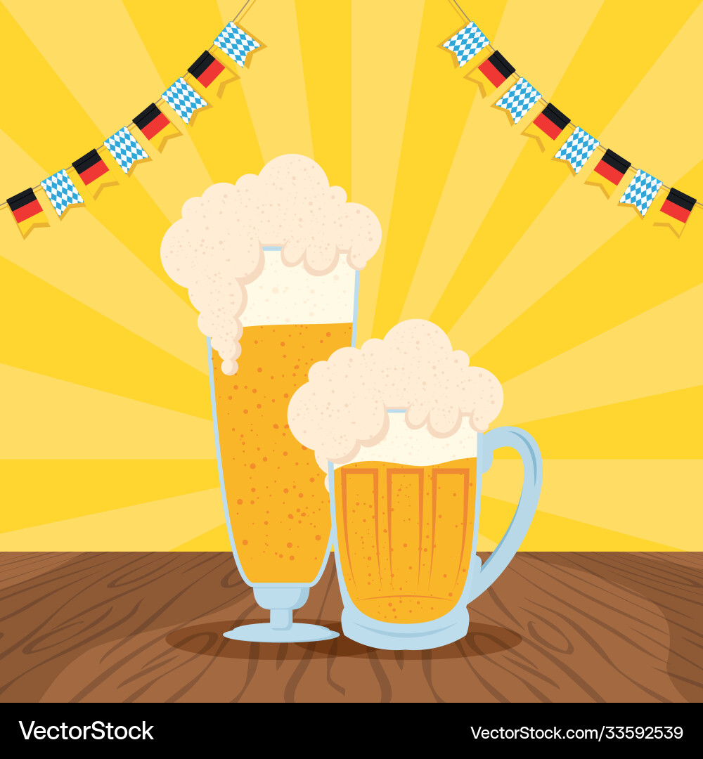 Oktoberfest Partyfeier Plakat mit Bier Oktoberfest Partyfeier Plakat mit Bier vektorbild