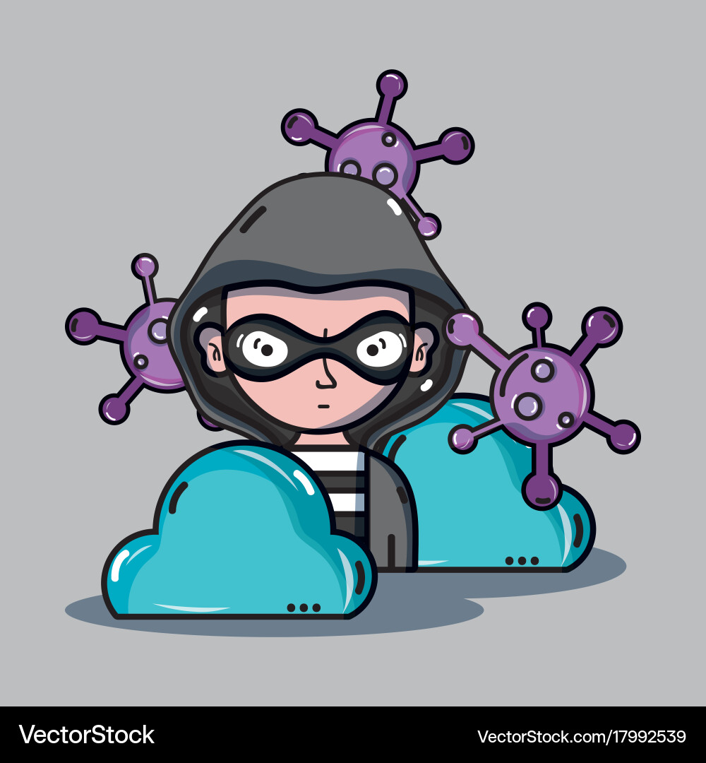 Person hacker to programmer virus in the system vector image