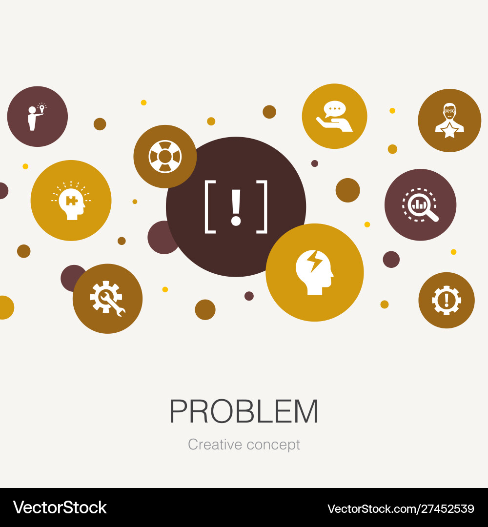 Problem trendy circle template with simple icons vector image