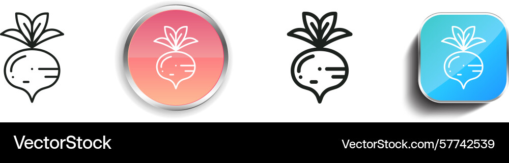 Radishes icon thin linear regular and button vector image